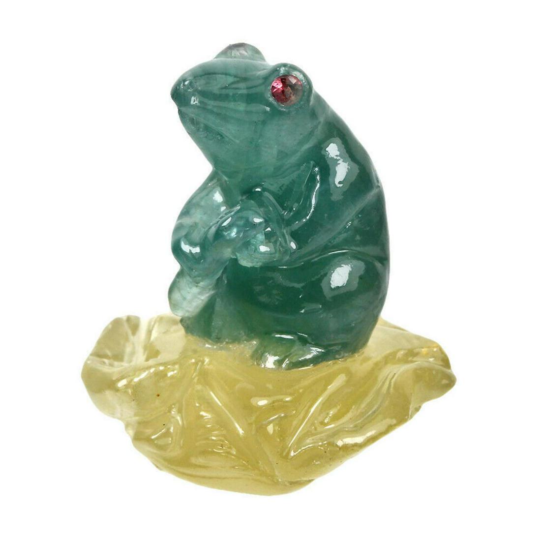 Natural Grandidierite Sapphire Quartz Hand Carved Frog (1 of 3)