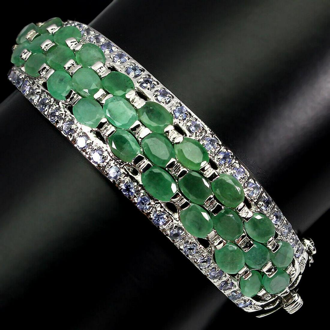 Natural Colombian Green Emerald & Tanzanite Bangle (1 of 2)