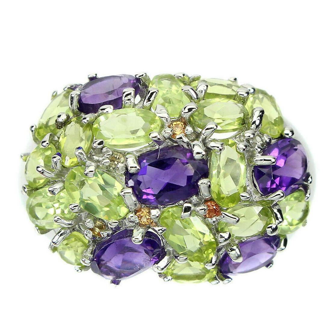 Natural Unheated Amethyst Peridot Sapphire Ring (1 of 3)