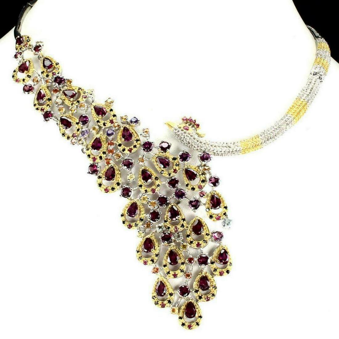 Natural Rhodolite Garnet Ruby Sapphire Necklace (1 of 2)