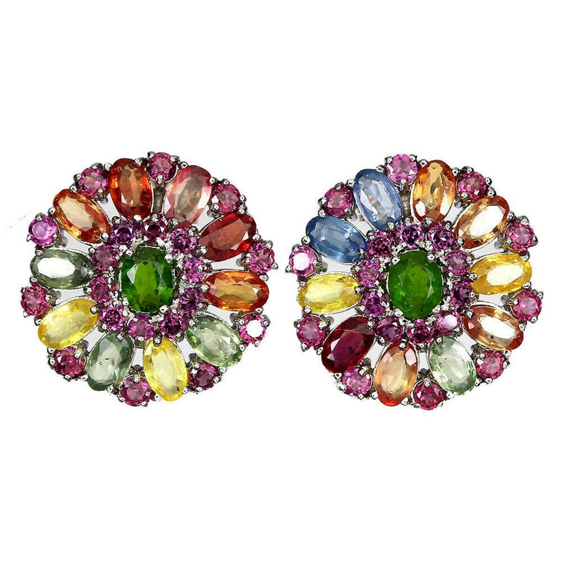 Natural Chrome Diopside & Sapphire Earrings (1 of 1)