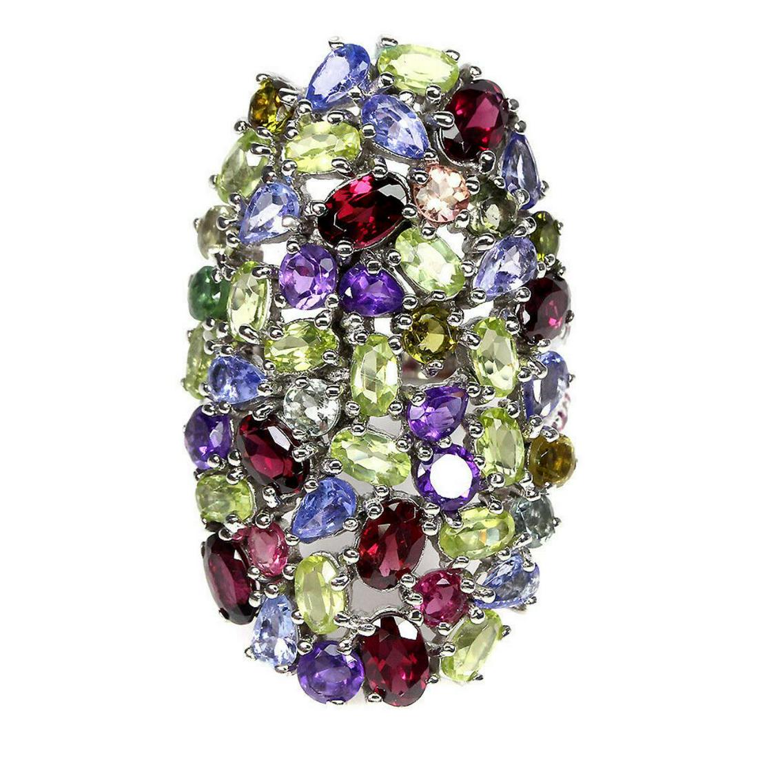 Natural Peridot Amethyst Rhodolite Garnet Ring (1 of 3)