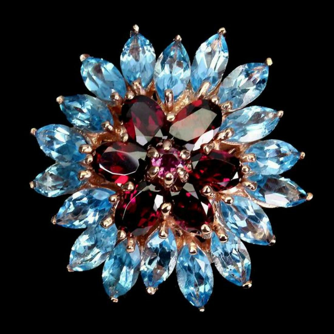 Natural Unheated Rhodolite Garnet  Topaz Ring (1 of 2)