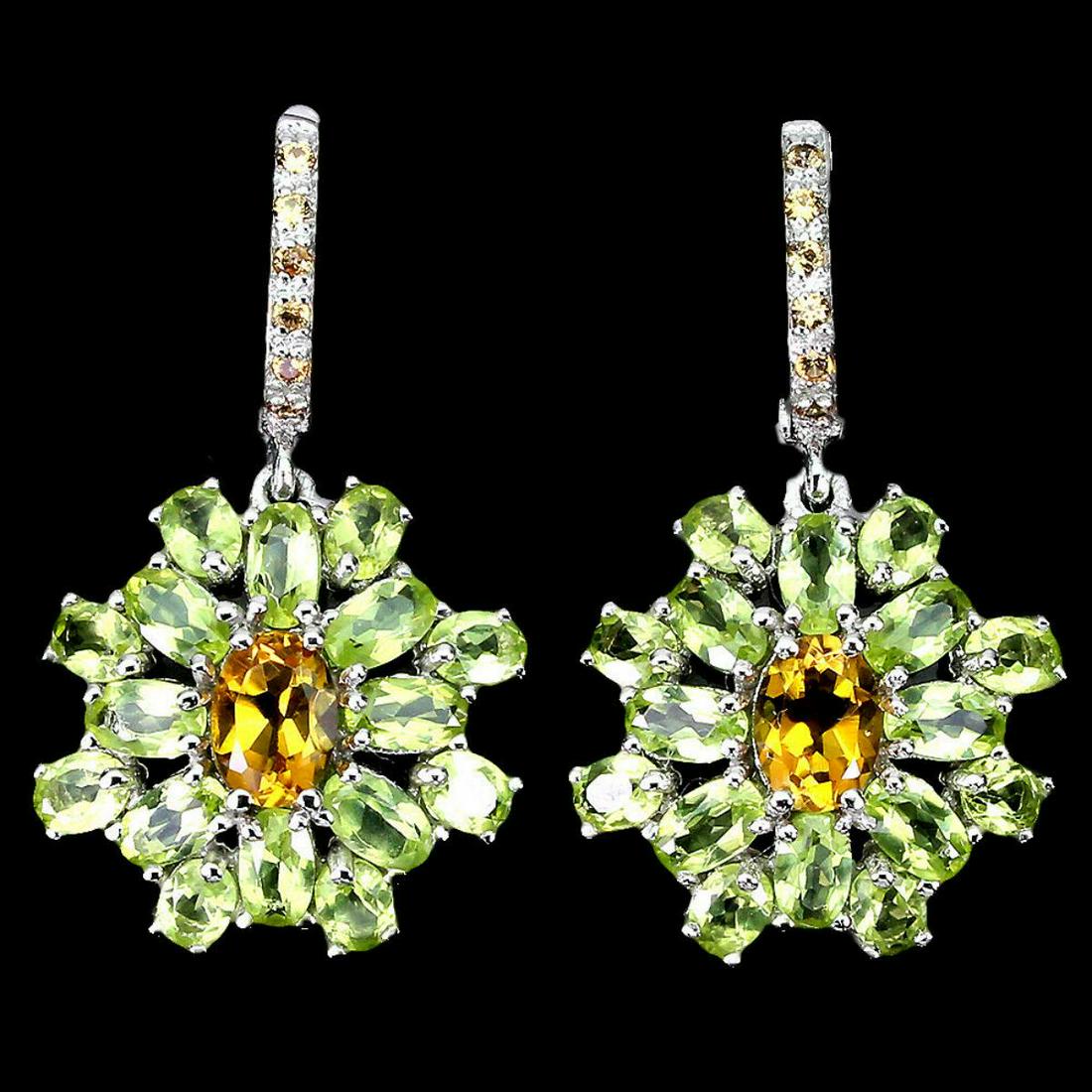 Natural Unheated Citrine Peridot Sapphire Earrings (1 of 1)