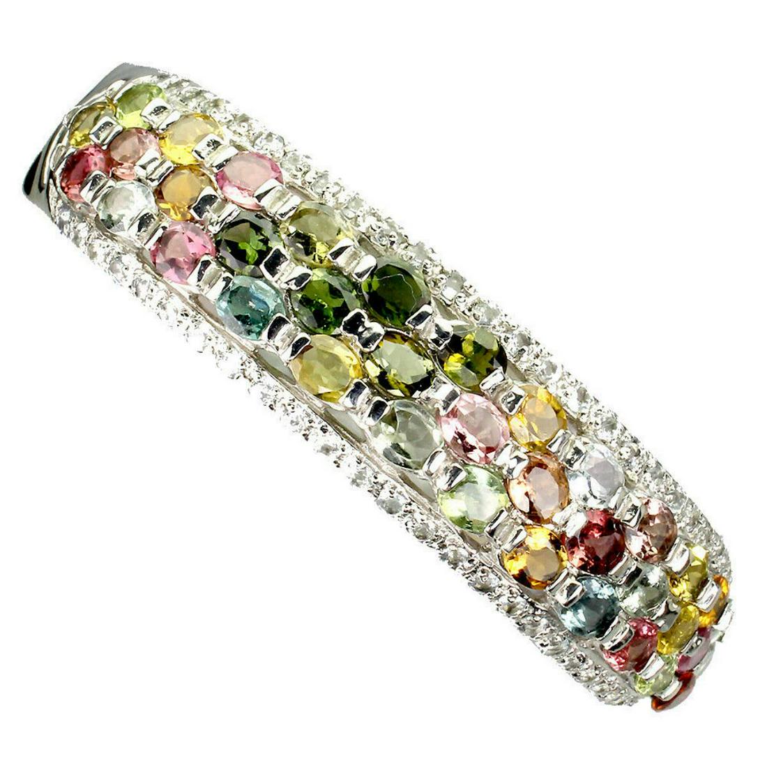 Natural Multi Color Tourmaline & Topaz Bangle (1 of 2)