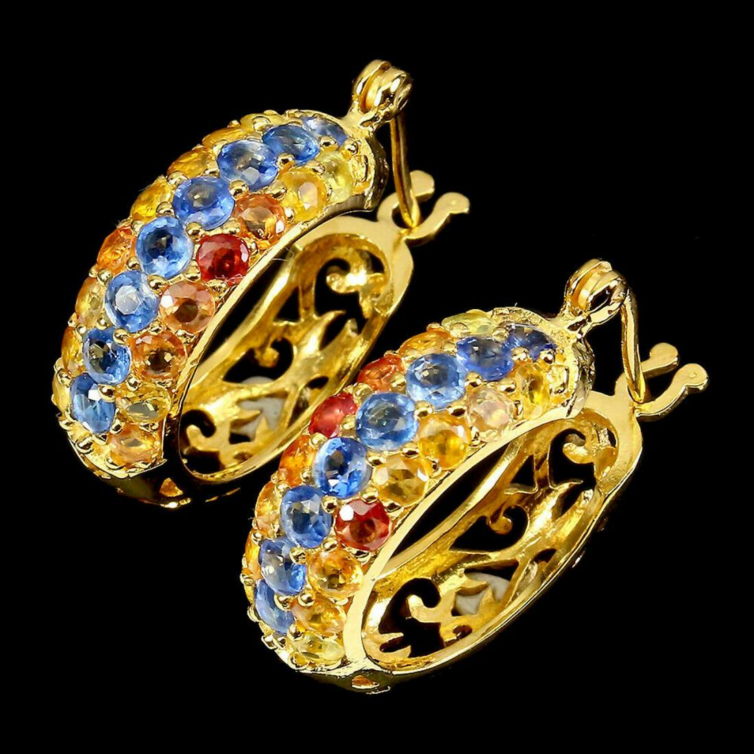 Natural Blue & Multi Color Sapphire Earrings (1 of 3)