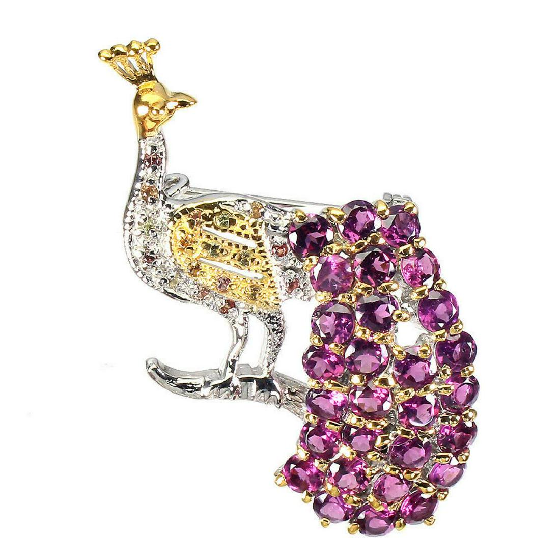 Natural Rhodolite Garnet Sapphire Brooch (1 of 1)
