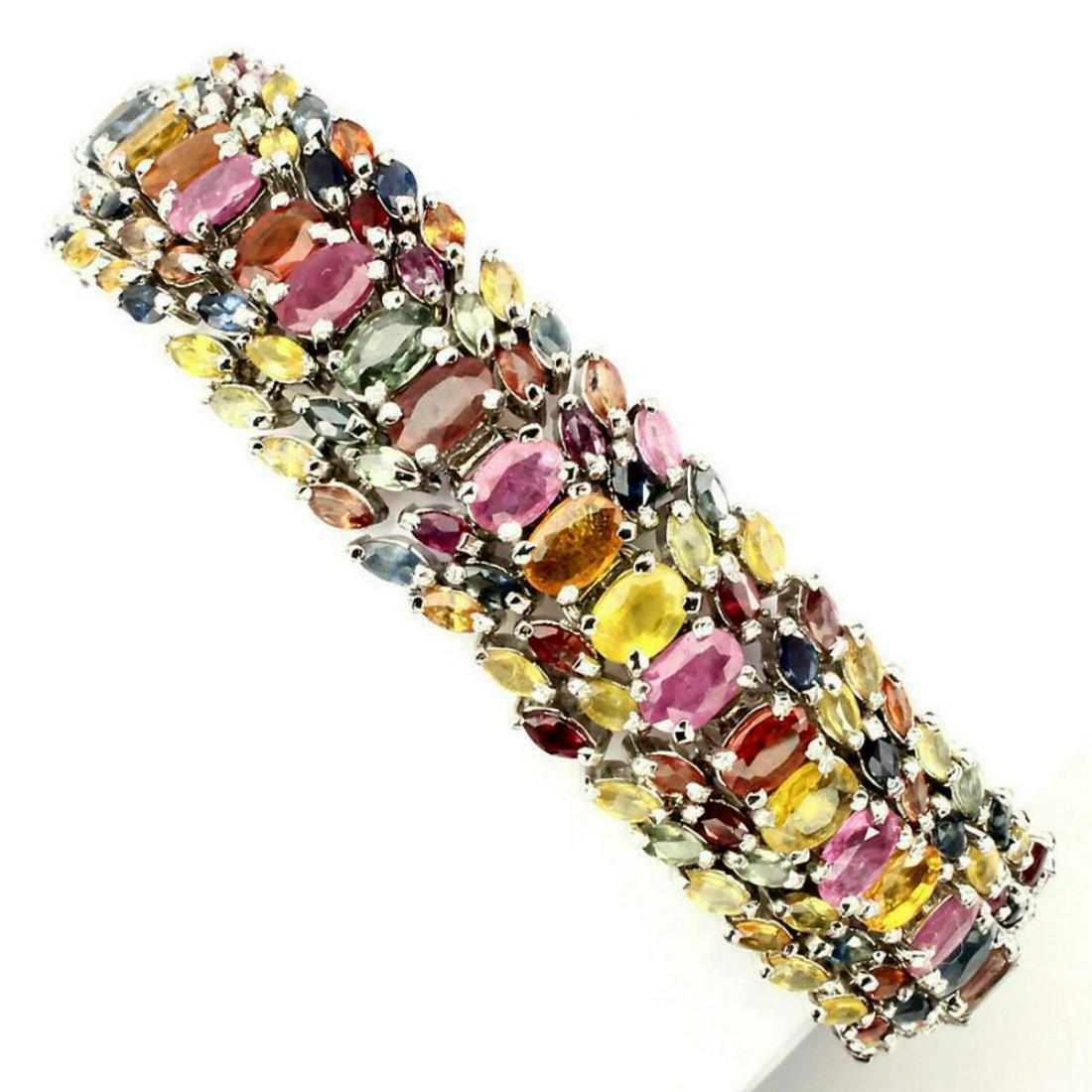 Natural 6x4 mm Fancy Sapphire Ruby 239 Ct Bracelet (1 of 3)