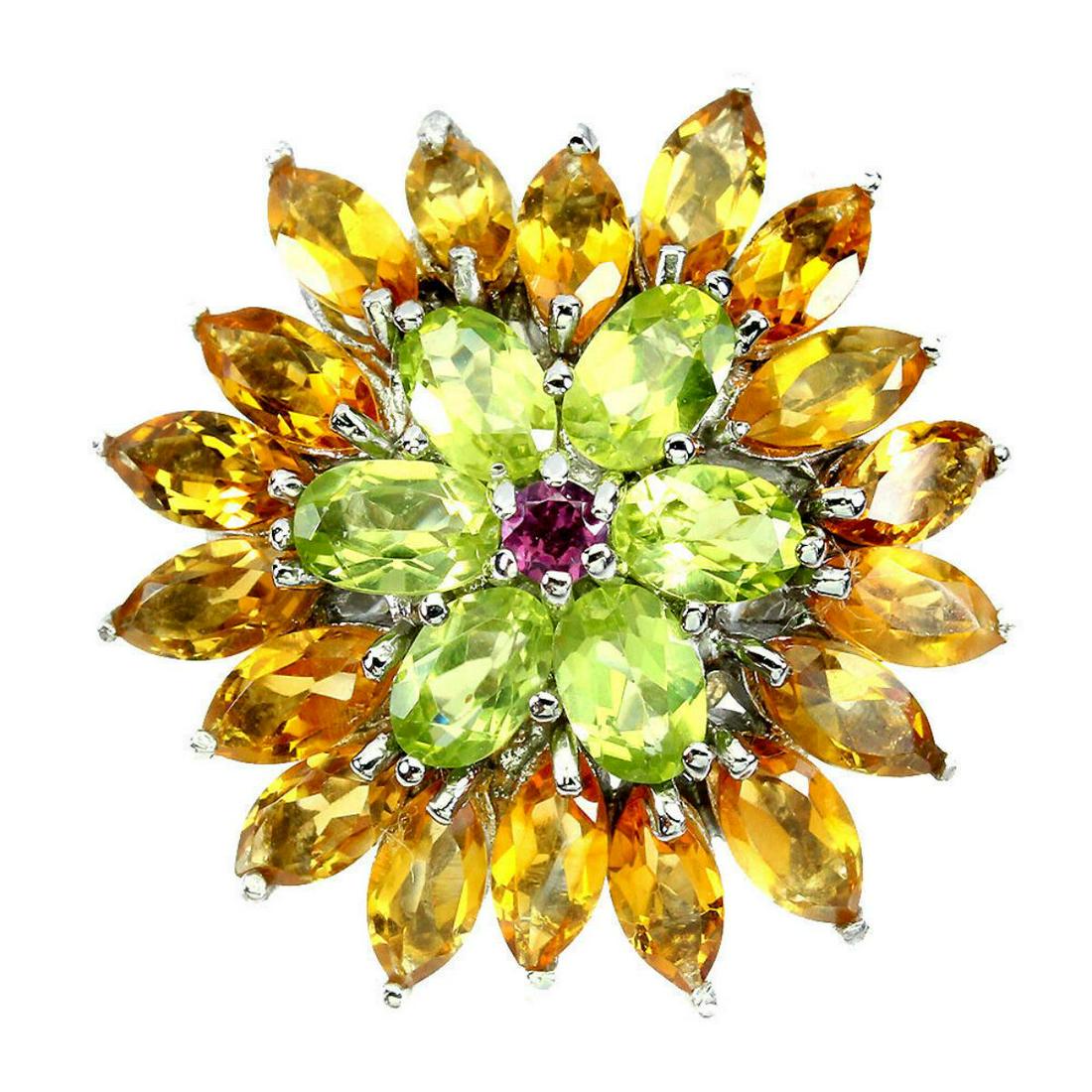 Natural Citrine Peridot Rhodolite Garnet Ring (1 of 3)