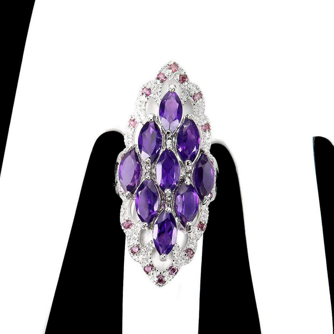 Natural Marquise Amethyst & Rhodolite Garnet Ring (1 of 3)