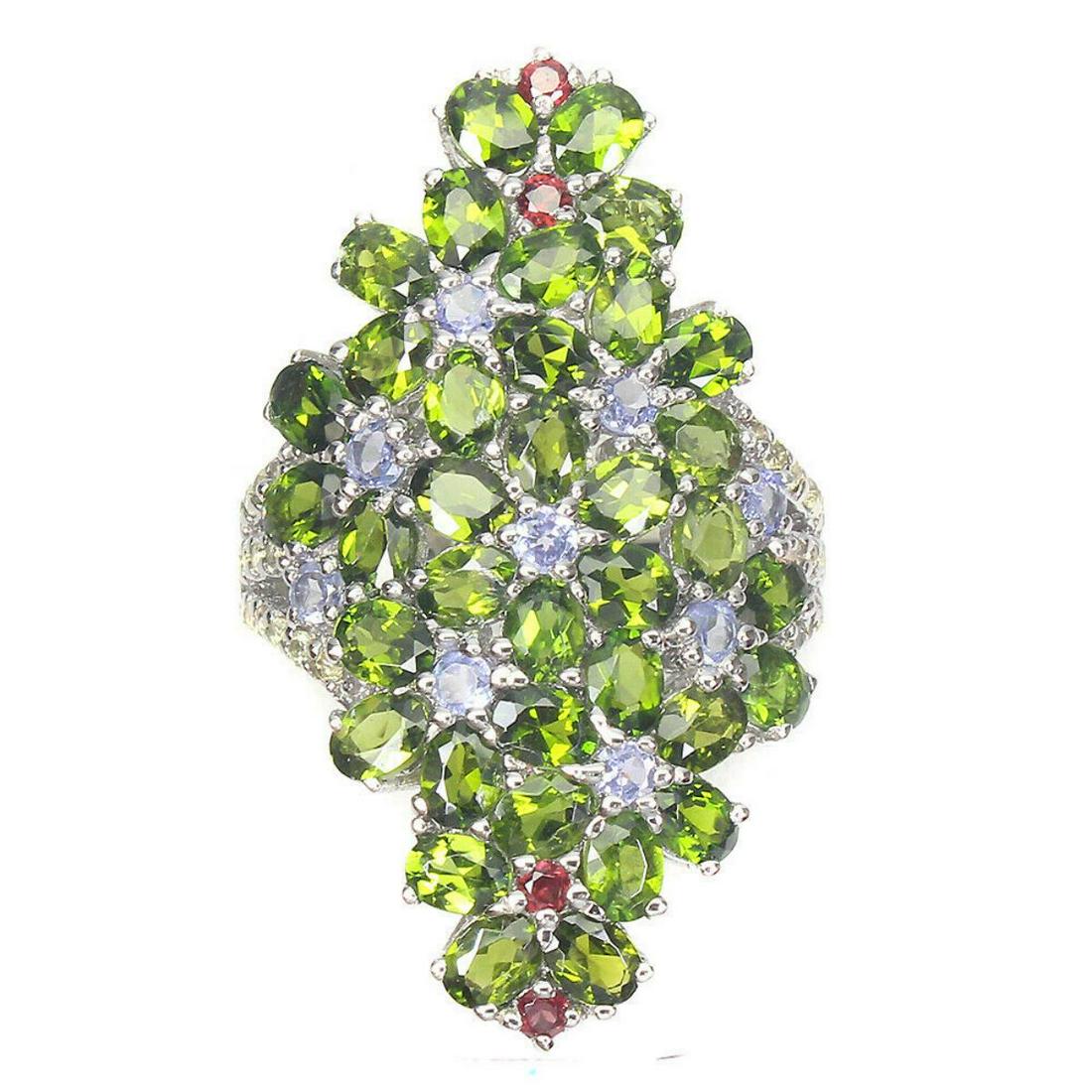 Natural Chrome Diopside Sapphire Tanzanite Ring (1 of 3)