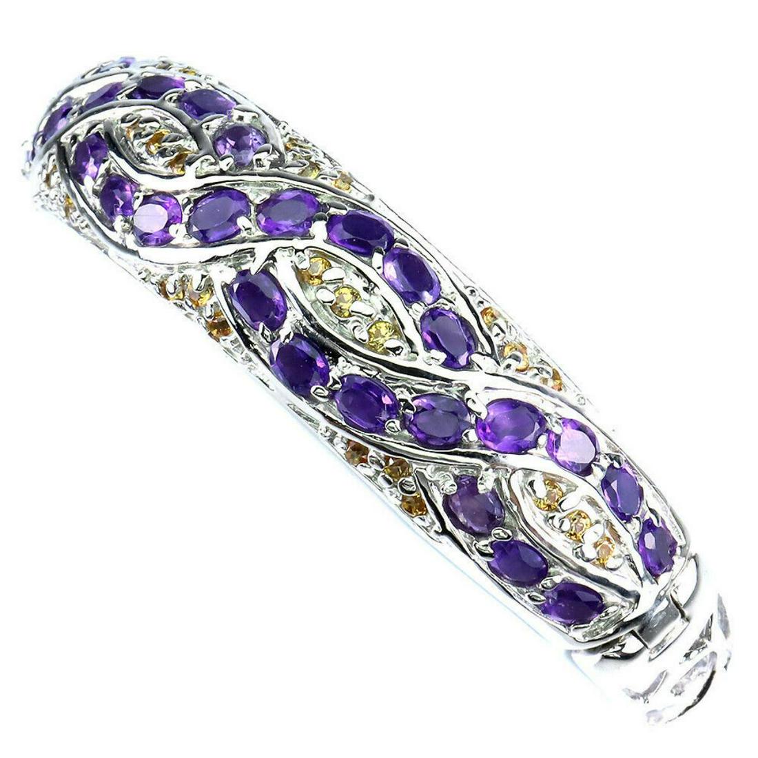 Natural Unheated Amethyst & Sapphire Bangle (1 of 2)