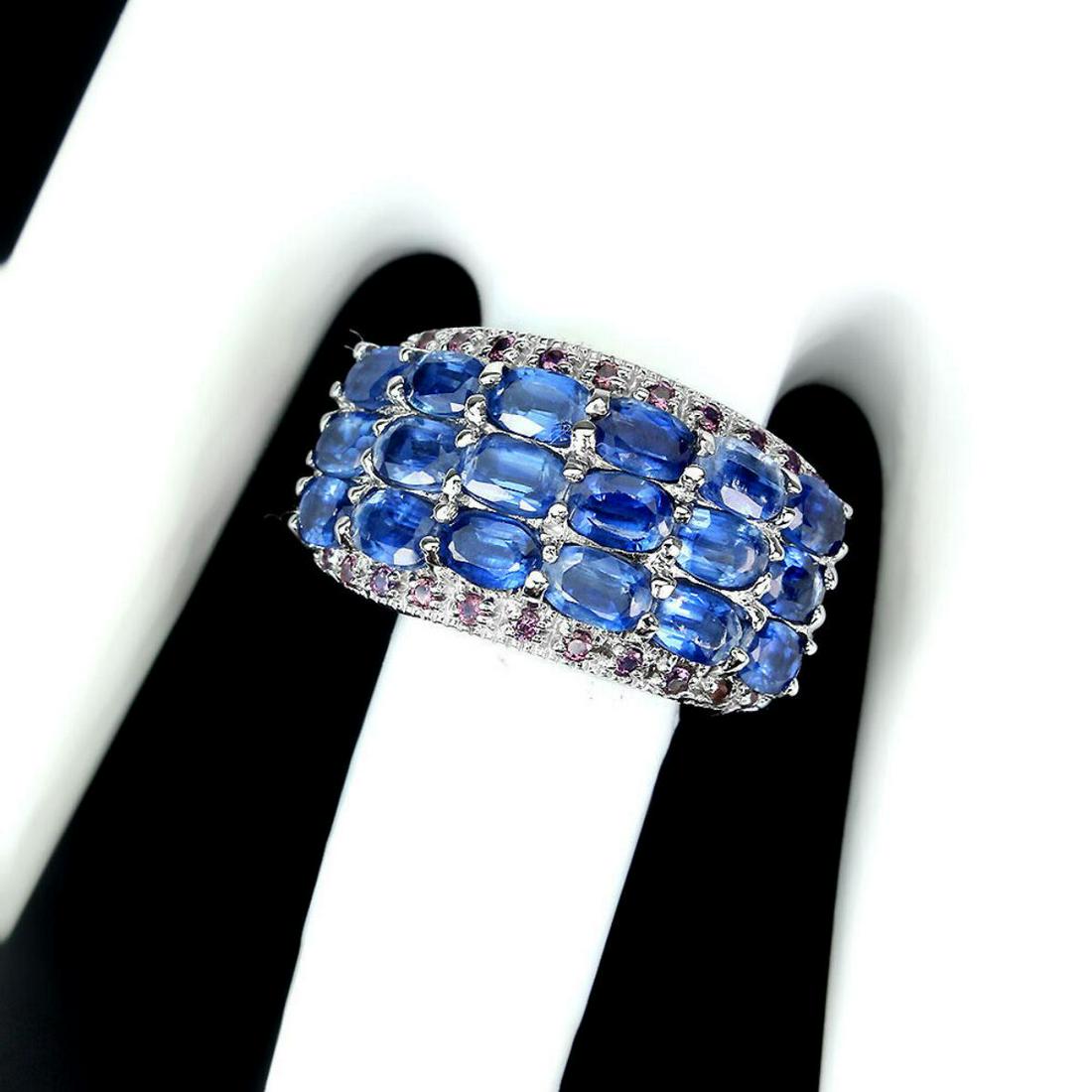 Natural Blue Kyanite & Rhodolite Garnet Ring (1 of 2)