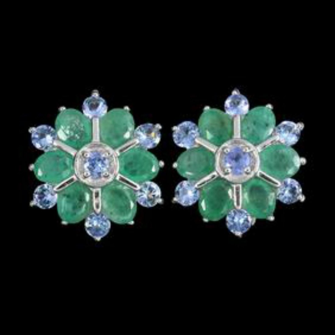 Natural Colombian Emerald & Tanzanite Earrings (1 of 1)