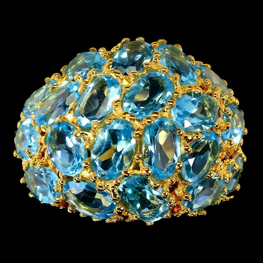 Natural Swiss Blue Topaz & Rhodolite Garnet Ring (1 of 3)