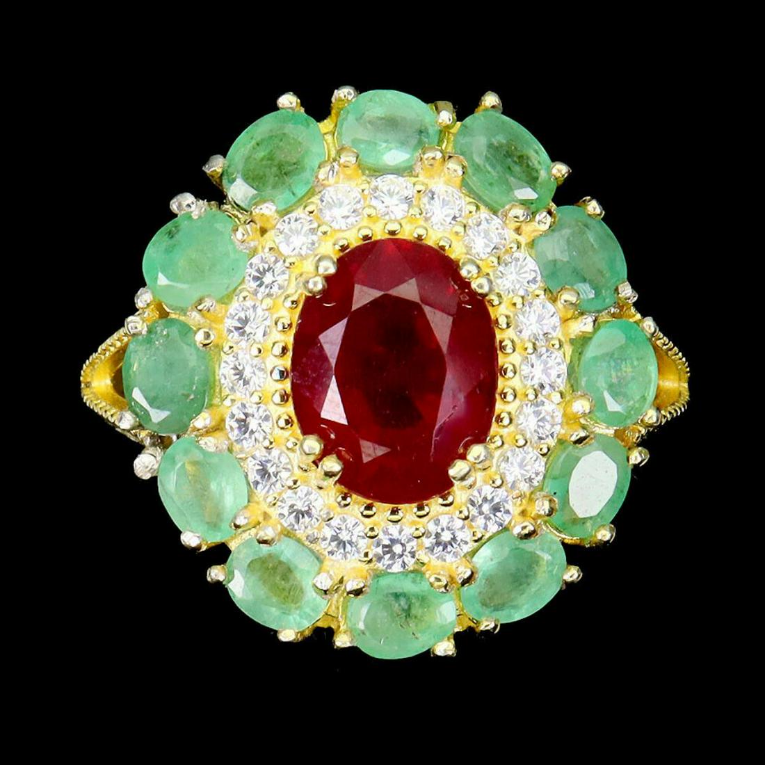 Natural Colombian Emerald & Pigeon Blood Red Ruby Ring (1 of 2)