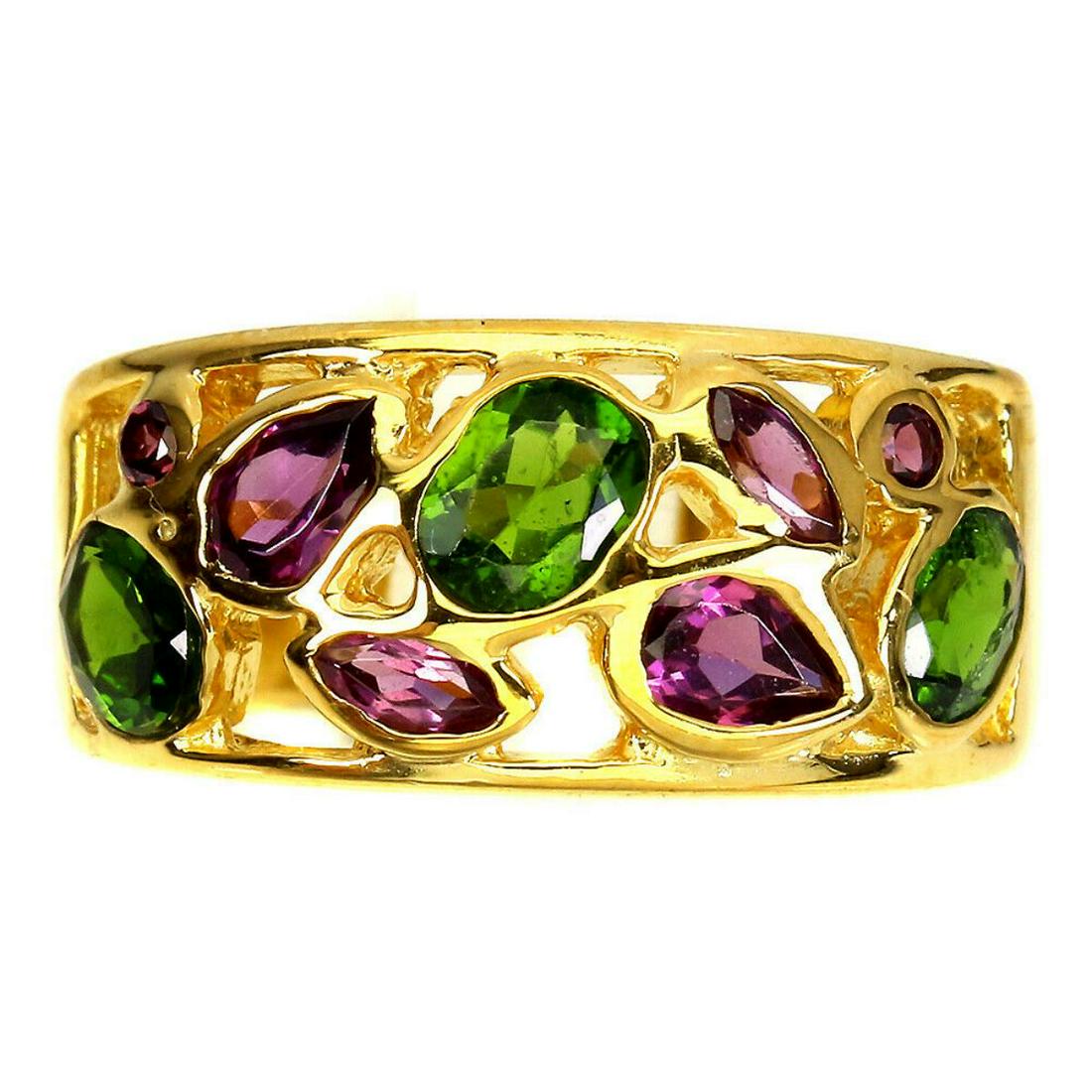 Natural Unheated Chrome Diopside Rhodolite Garnet Ring (1 of 3)