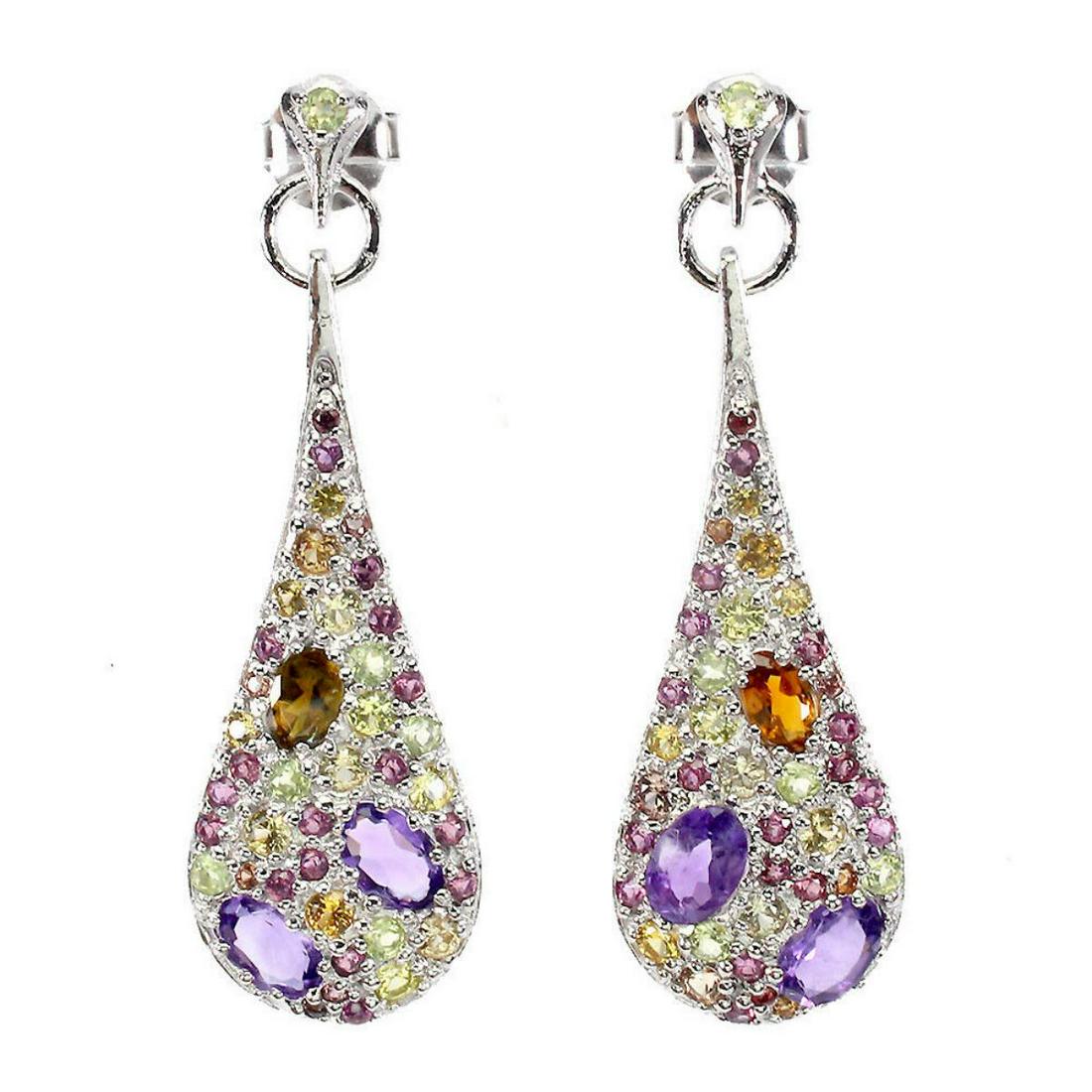 Natural Amethyst  Citrine & Sapphire Earring (1 of 2)