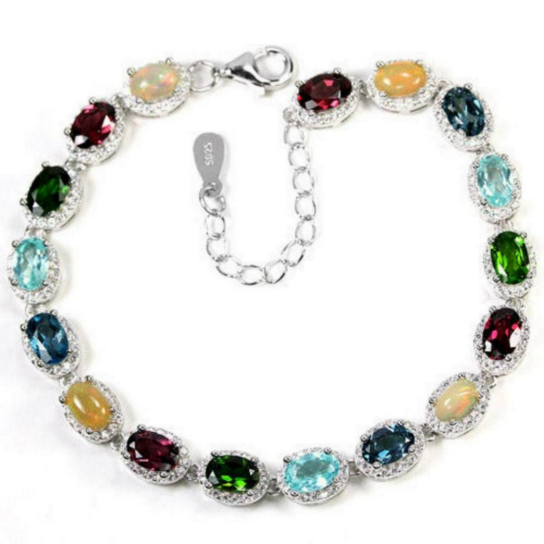 Natural OPAL RHODOLITE TOPAZ CHROME DIOPSIDE Bracelet (1 of 3)