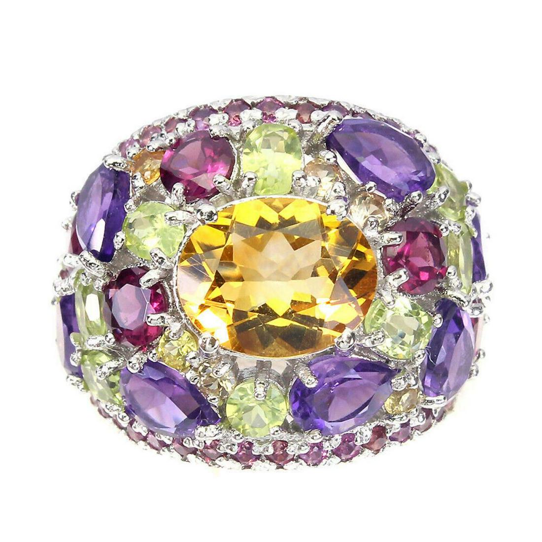 Natural Sapphire Citrine  Amethyst Peridot Ring (1 of 2)