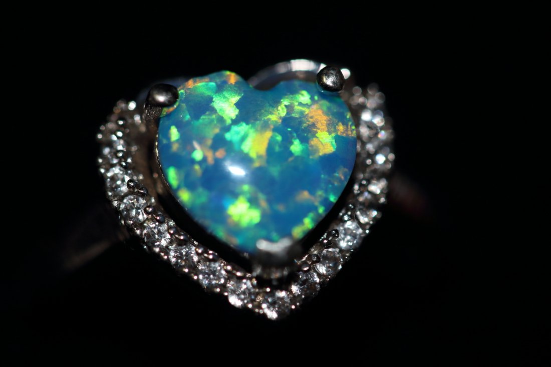 Stunning Natural Opal Heart Ring (1 of 1)