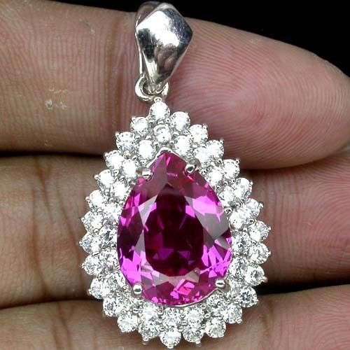 Natural Pink Topaz & White Sapphire Pendant (1 of 2)