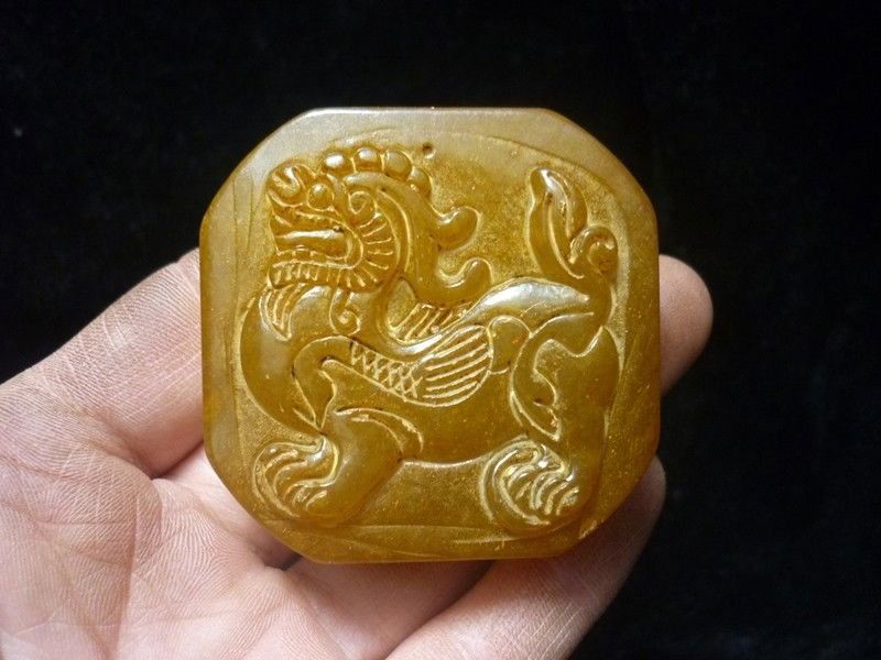 Chinese old jade carving kylin seals (1 of 5)