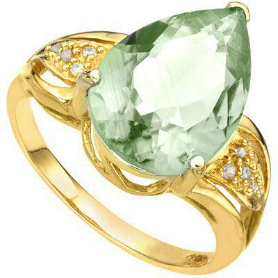 Stunning Green Tea Amethsyt & Diamond Ring (1 of 1)