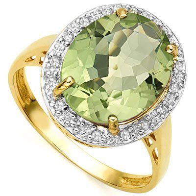 Natural Green Tea Amethyst & Diamond Ring (1 of 1)