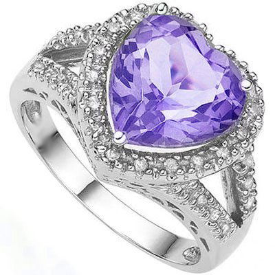 Natural Heart Amethyst & Diamond 3.16 carats Ring (1 of 1)