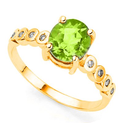 Natural Peridot & Diamond Ring (1 of 1)