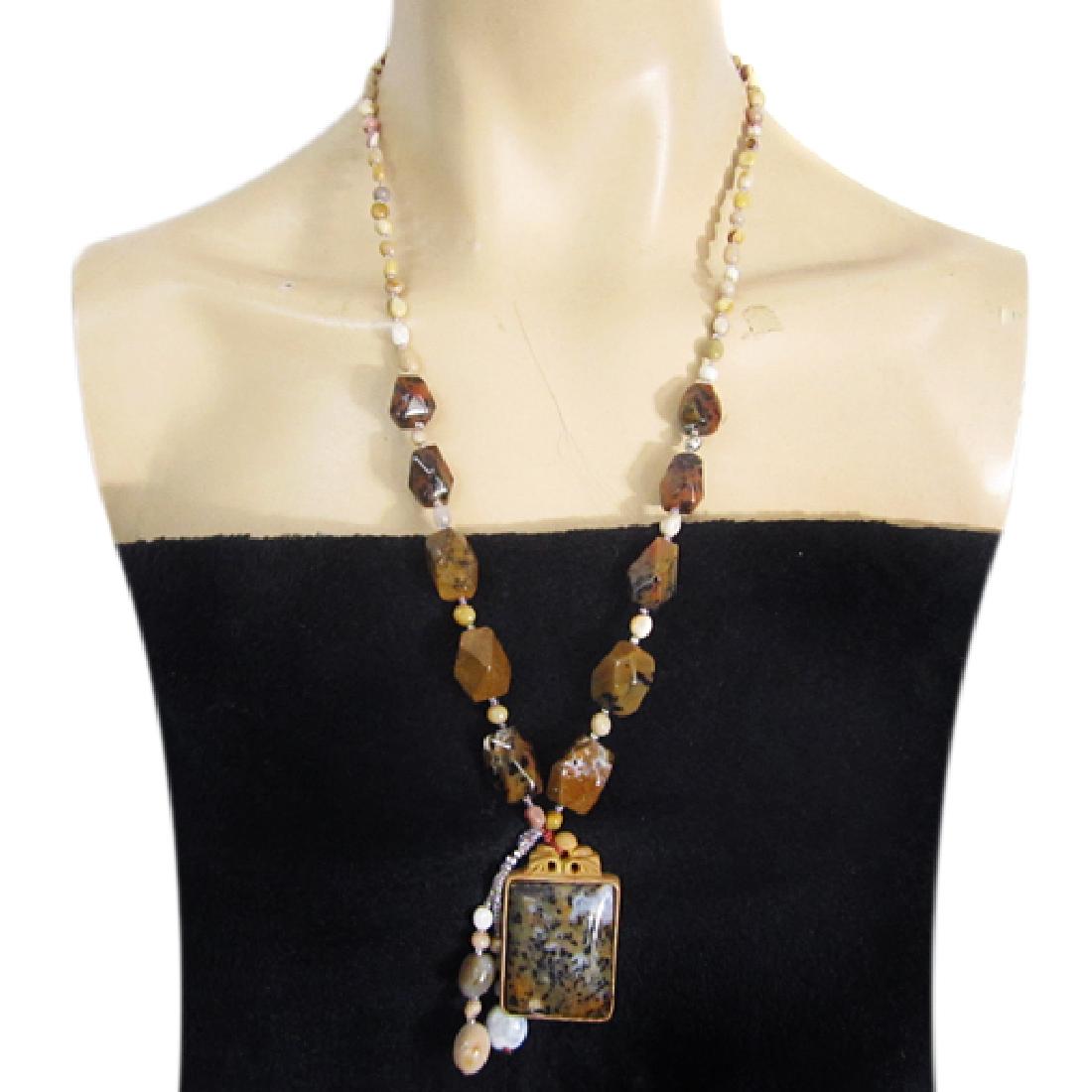 Petrified Wood Opal Hand-Made Diamond Polished Necklace (1 of 3)