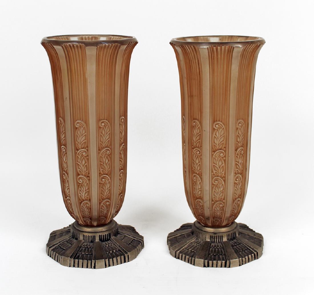 1930 PAIR OF VASES WITH METAL BASE (1 of 1)