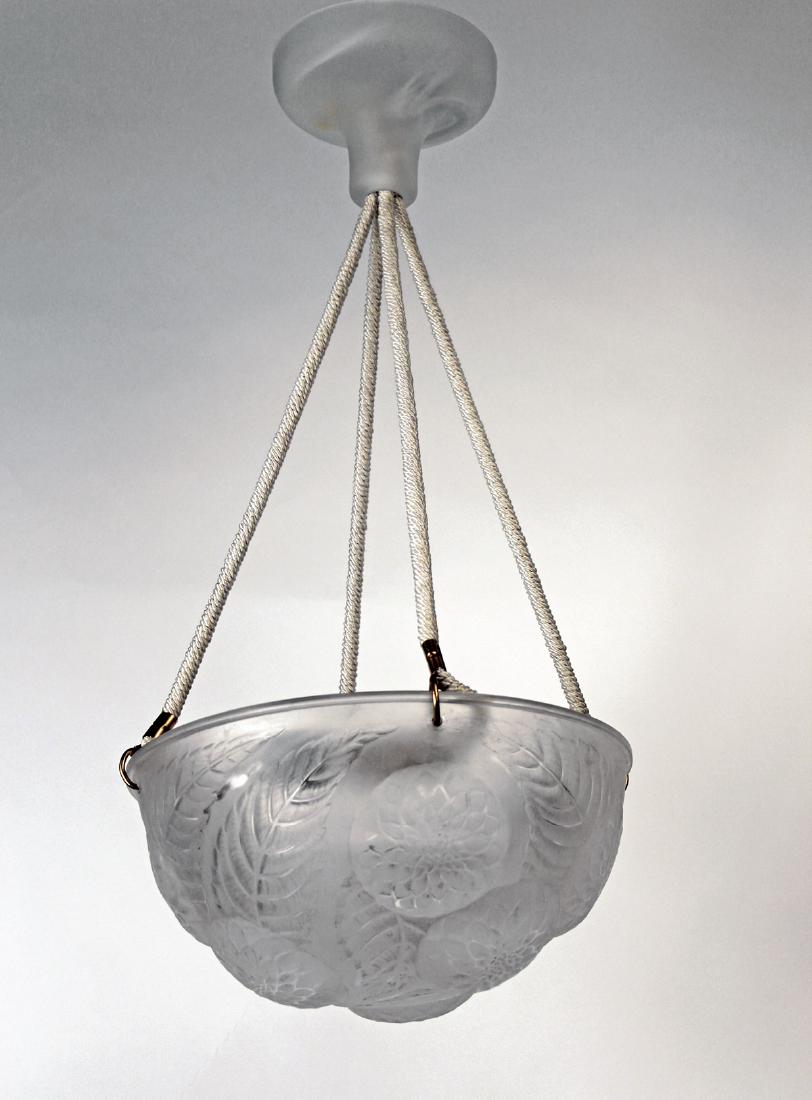 LALIQUE 1921 FRENCH "Dahlias" Frosted Glass Chandelier (1 of 2)