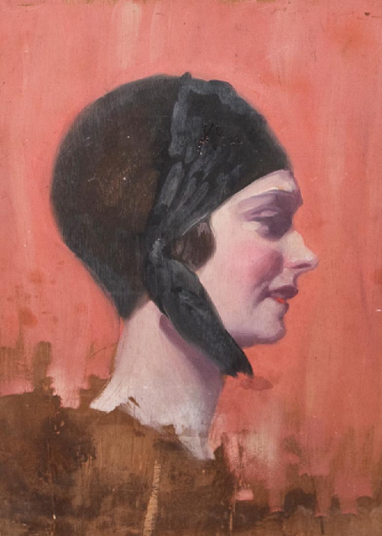 Art Deco Lady oil on panel (1 of 2)