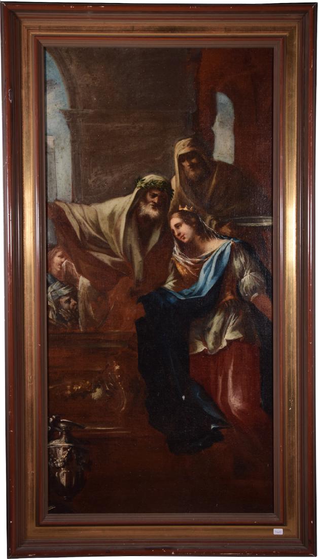 Possible Bernardo CAVALLINO (1616/22-1654/56) -: 35" x 15.5" / 37" x 21" with frame. Excellent. Oil on Canvas. 17th Century