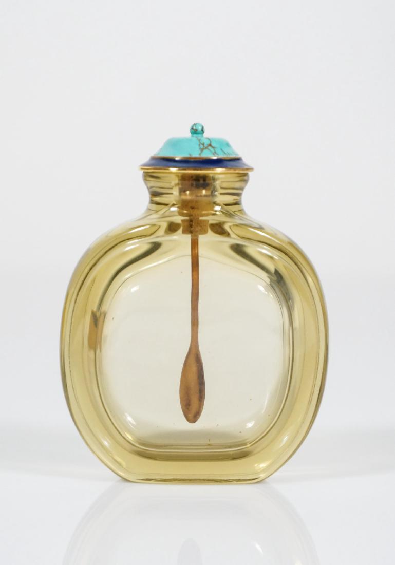 CHINESE GLASS SNUFF BOTTLE WITH TURQUIOSE CAP (1 of 5)