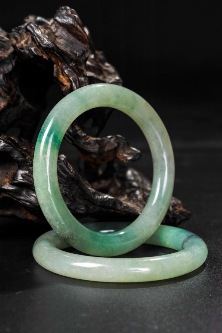 PAIR OF CHINESE JADEITE BANGLES, QING (1 of 8)