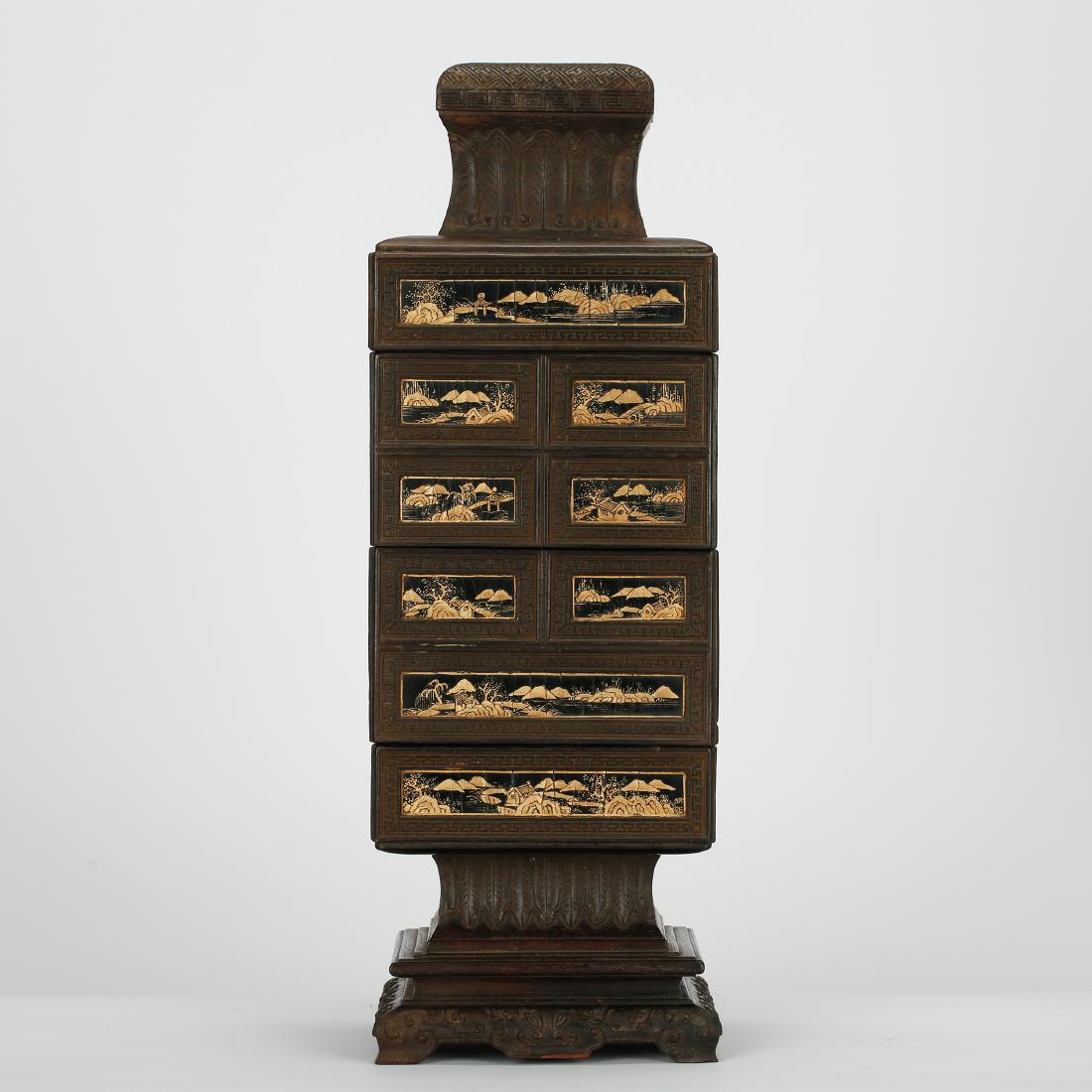 CHINESE HARDWOOD JEWELRY CABINET (1 of 7)