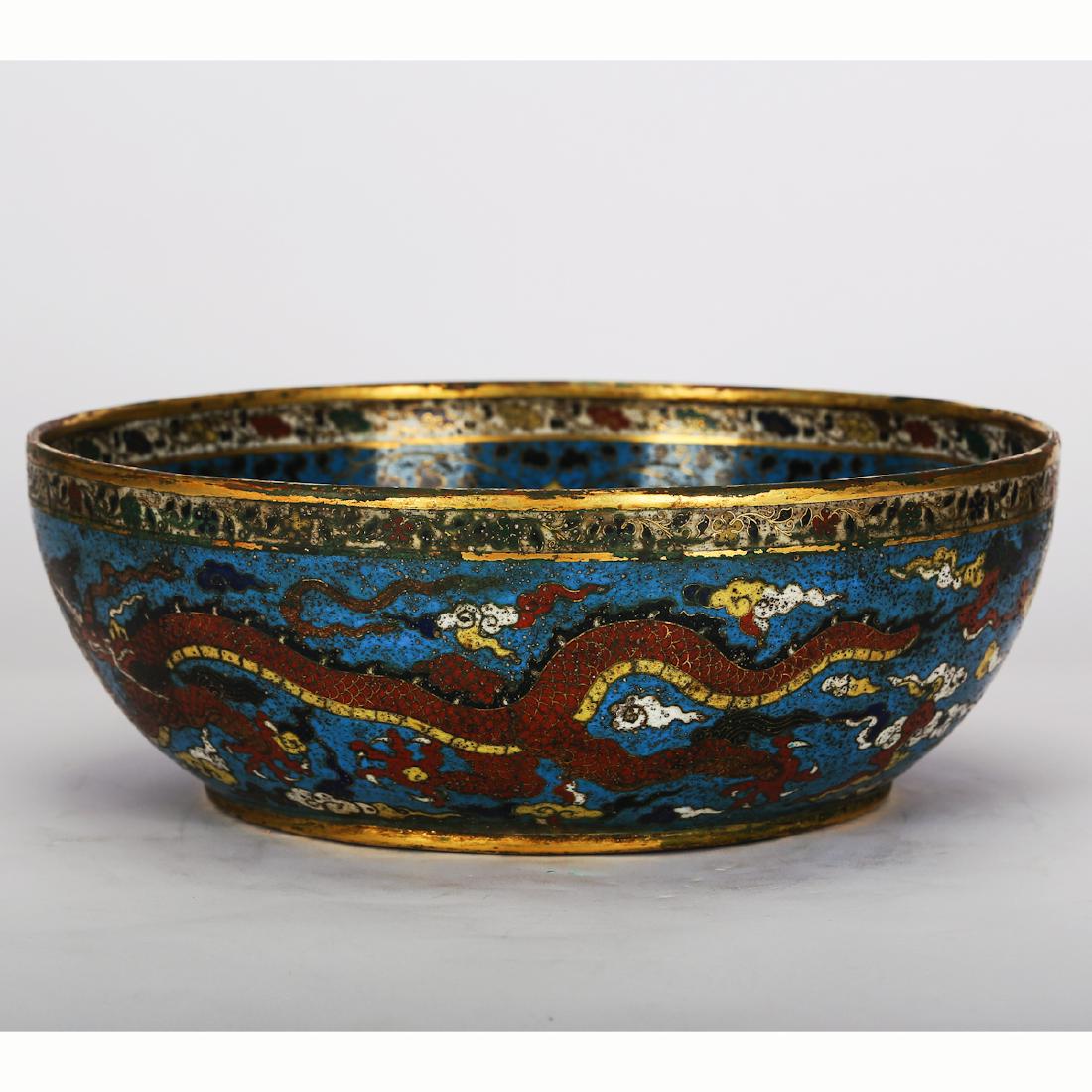 CHINESE CLOISONNE DRAGON BOWL (1 of 7)