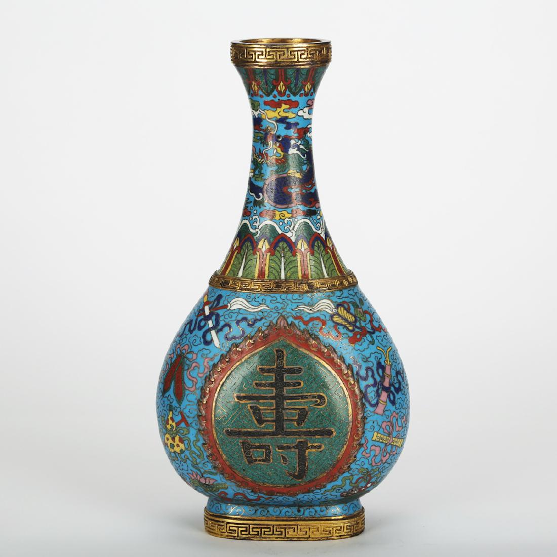CHINESE CLOISONNE VASE WITH SHOU CHARACTER (1 of 7)