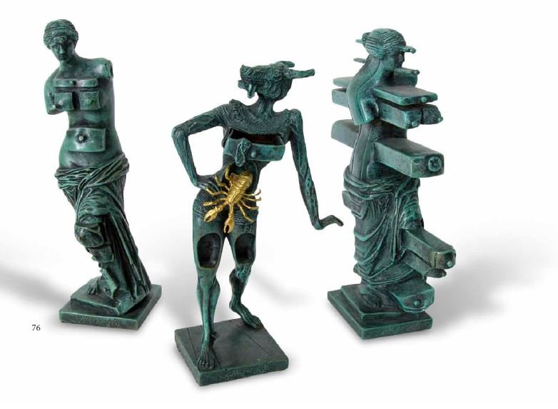 Set of three bronze Sculptures: Artist/Maker: DALÍ, Salvador, 1904-1989 Media: Bronze Dimensions: 8 x 2 1/4 x 3 in. (La Venus do Milo aux Tiroirs), 7 1/2 x 2 1/4 x 3 3/4 in. (Le Minautore), and 8 x 2 1/8 x 5 1/2 in. (Métamorphose