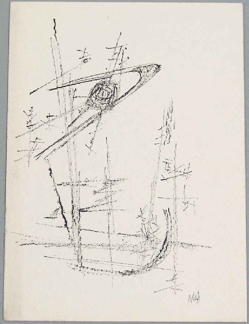 1960s Original Nash Drawings - Modernist Abstract: A pair of signed modernist free-flowing abstract ink drawings by Katherine Nash that were sketched when she was experimenting with her sculptures. Reminiscent of Alexander Calder as her modernism styl