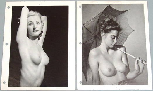 Lot of Antique c1940 Nude "Art Studies" Photos: This is a lot of six photo prints from a circa 1940 "Girl Beautiful" magazine. Three separate pages, each with a photos on both sides. "Girl Beautiful" was described as an album of artistic feminine p