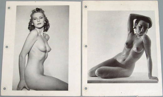 Lot of Antique c1940 Nude "Art Studies" Photos: This is a lot of six photo prints from a circa 1940 "Girl Beautiful" magazine. Three separate pages, each with a photos on both sides. "Girl Beautiful" was described as an album of artistic feminine p