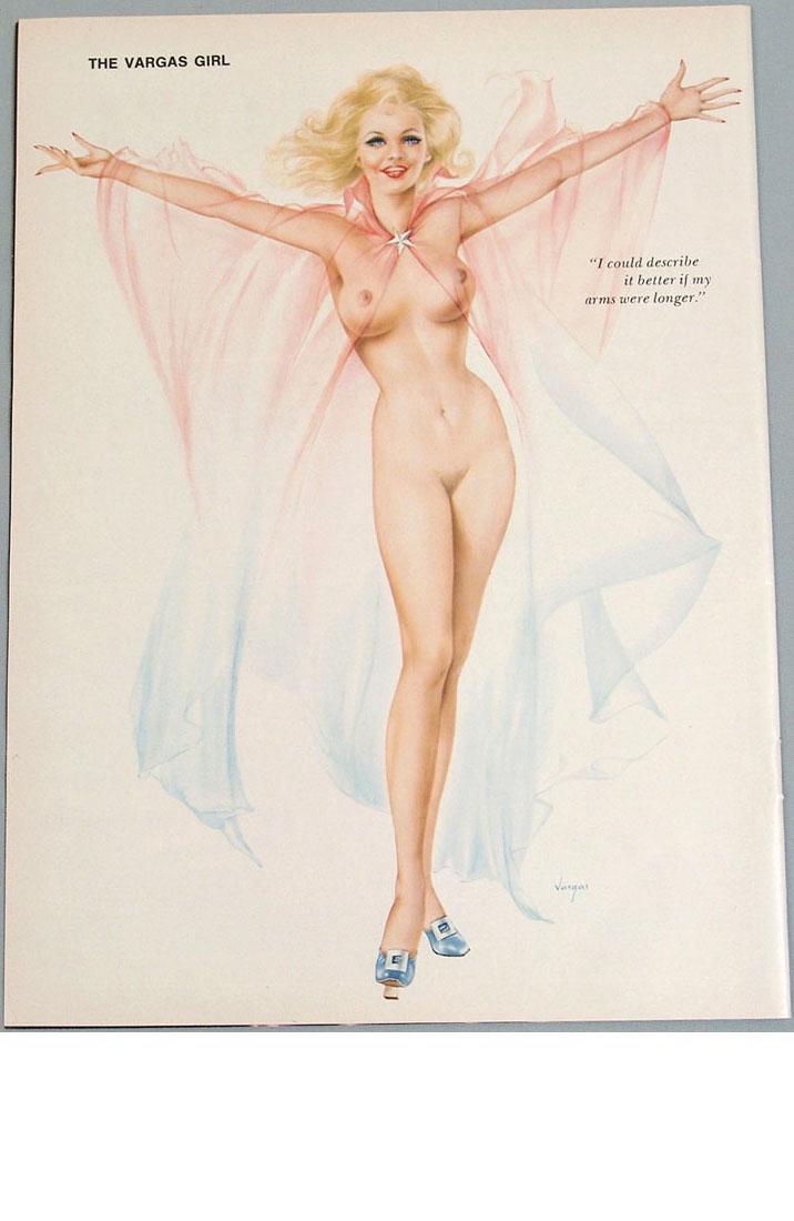 Vintage Nude Playboy Pin-Up by Alberto Vargas: This is a vintage 1960s/1970s Playboy pin-up by Alberto Vargas, removed from a vintage Playboy magazine. 8" x 11".