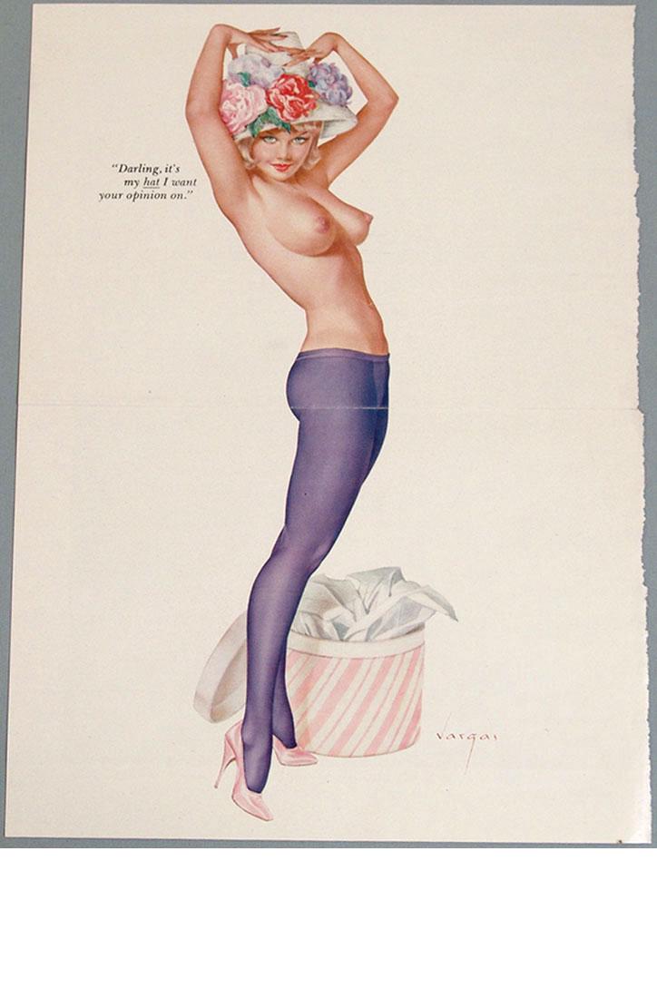 Vintage Nude Playboy Pin-Up by Alberto Vargas: This is a vintage 1960s/1970s Playboy pin-up by Alberto Vargas, removed from a vintage Playboy magazine. 8" x 11".
