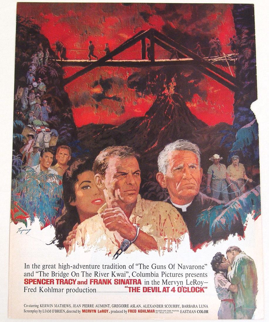 Vintage Ad for Movie "The Devil at 4 O'Clock": This is a vintage advertisement for the movie "The Devil at 4 O'Clock" with Frank Sinatra and Spencer Tracy. Not any kind of reproduction, it is from the movie's original theatrical release and was ta