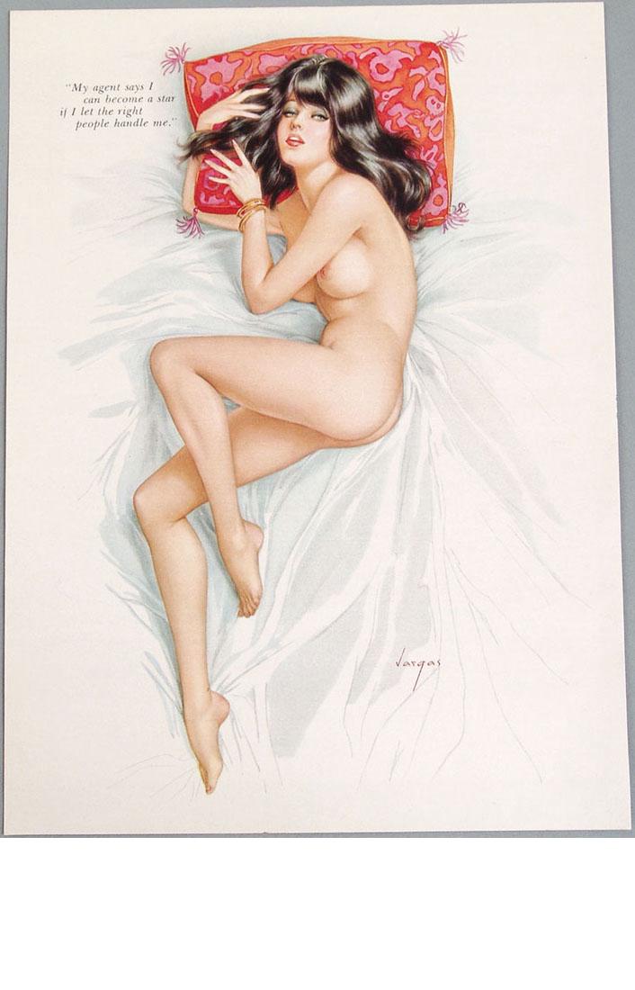 Vintage Nude Playboy Pin-Up by Alberto Vargas: This is a vintage 1960s/1970s Playboy pin-up by Alberto Vargas, removed from a vintage Playboy magazine. Approx. 8" x 11".