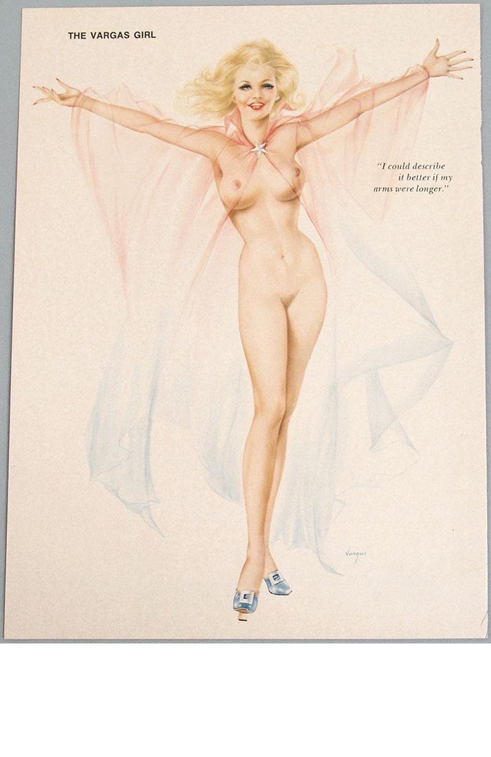 Vintage Nude Playboy Pin-Up by Alberto Vargas: This is a vintage 1960s/1970s Playboy pin-up by Alberto Vargas, removed from a vintage Playboy magazine. Approx. 8" x 11".